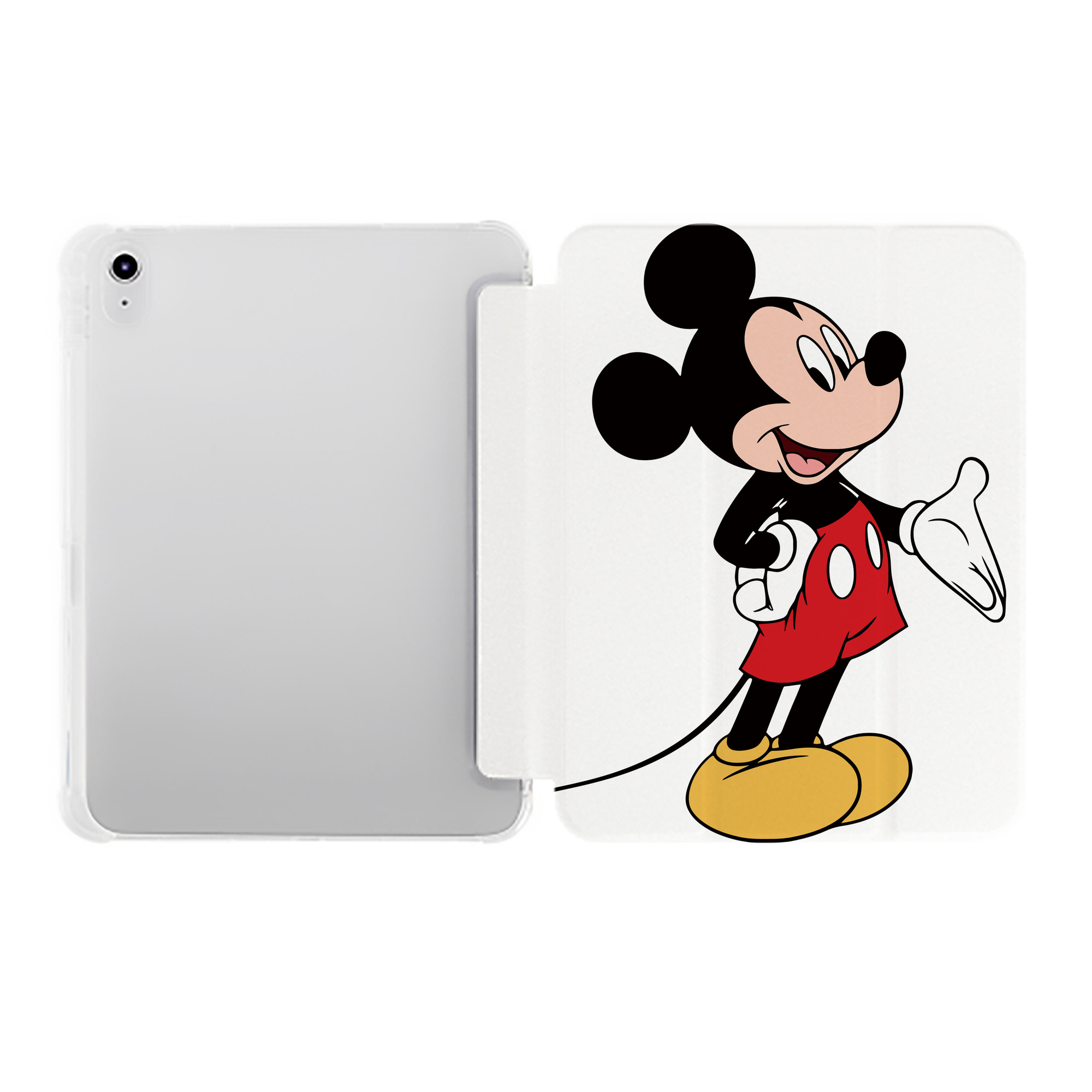 （画像用） ミッキーマウス Mickey Mouse IPad ケース ペン収納付き 三つ折りスタンド PUレザー×シリコン 対応機種9.5/10.5/10.9インチ